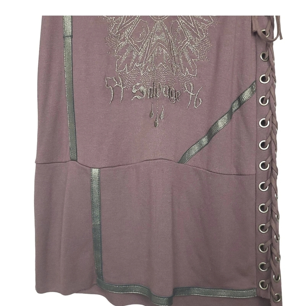 SALVAGE NWT Y2K Lace Up Purple Long Sleeve Dress. Never Worn. M - Picture 5 of 13